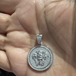 Silver Charm Pendant with Medusa Design